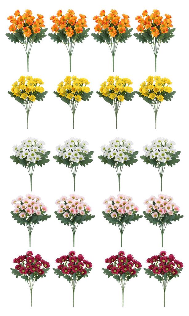 1/5/10/20/25 Stück künstliche Blumen, 7 Zweige, UV-beständig, künstliche Blumen, Tischdekoration für Zuhause, Hochzeit, Party, drinnen und dra...