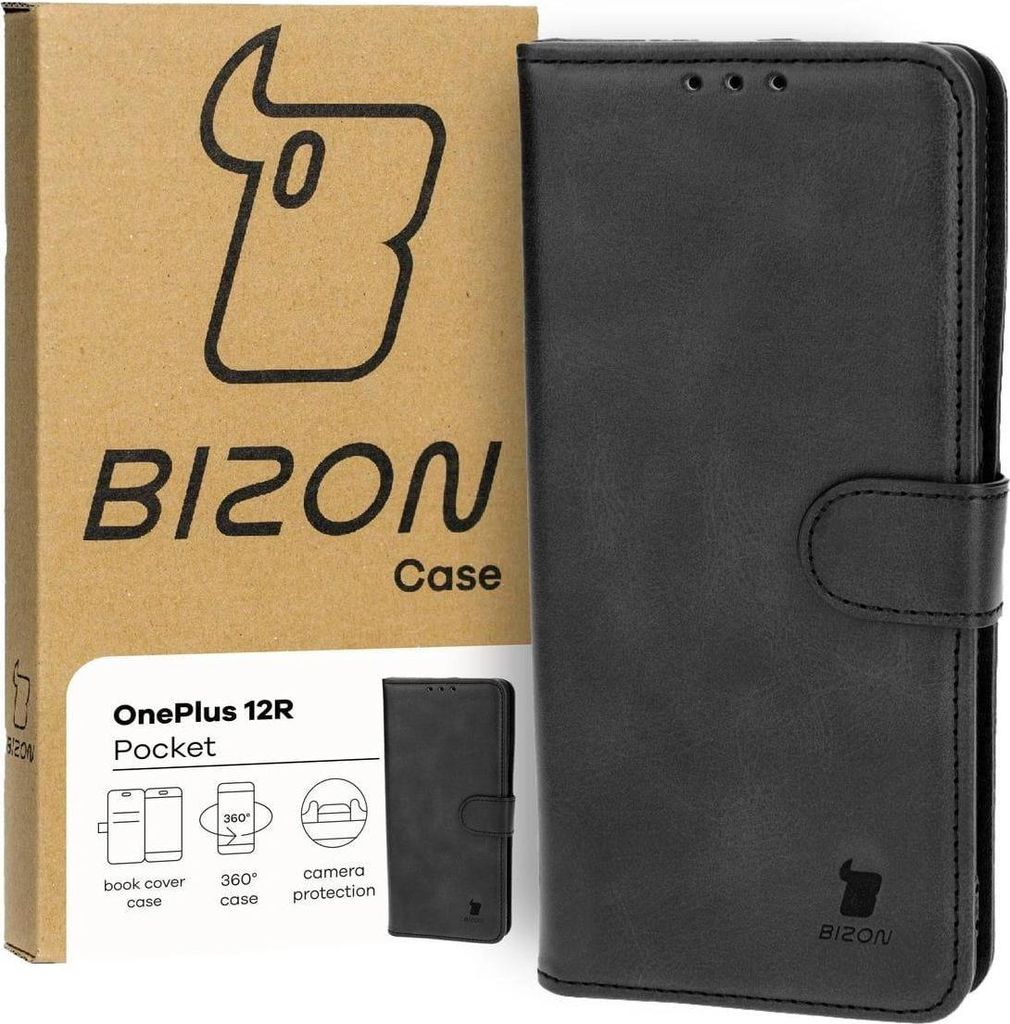 Bizon Case Pocket Flip Case für OnePlus 12R, Schwarz Produktbild 