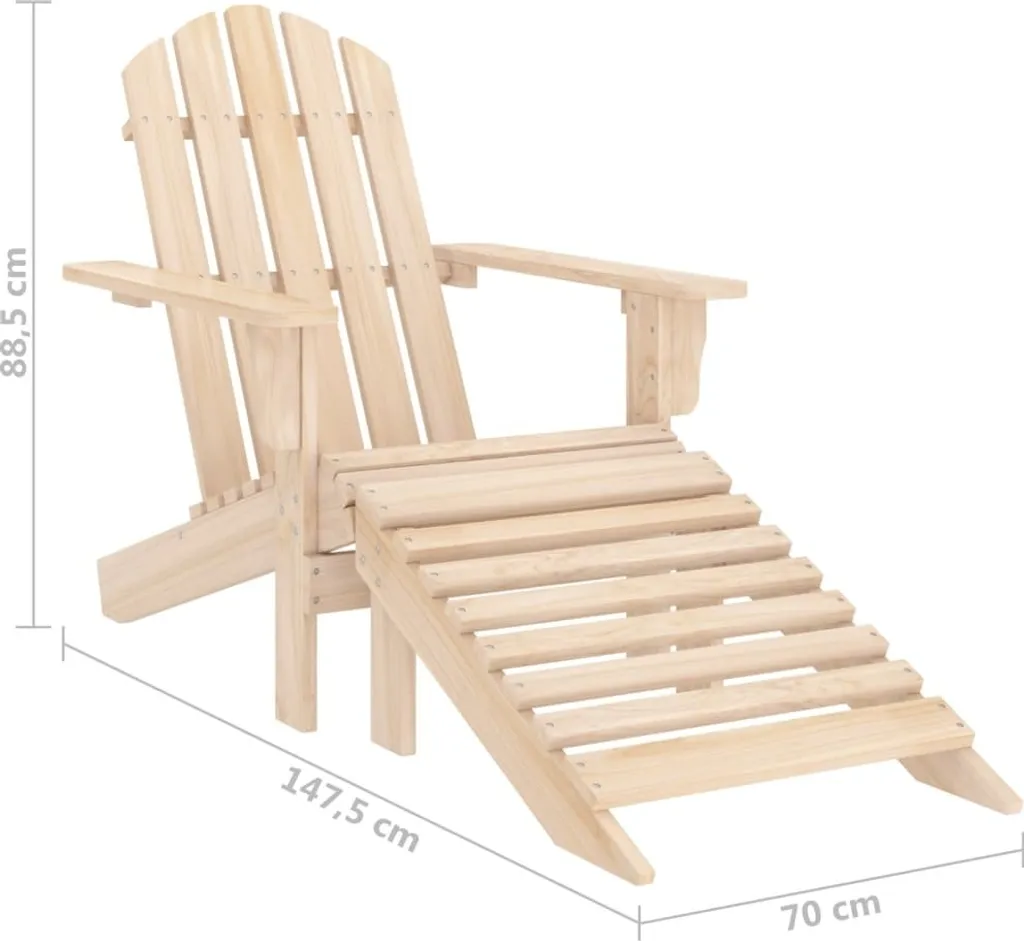Sedia Adirondack con Poggiapiedi vidaXL in Legno Massello di Abete - 9