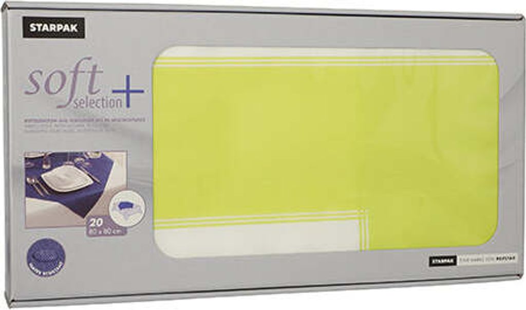 Starpak 20 Mitteldecken, stoffähnlich, Vlies "soft selection plus" 80 cm x 80 cm limonengrün "Frame" | Faltschachtel (20 Stück)
