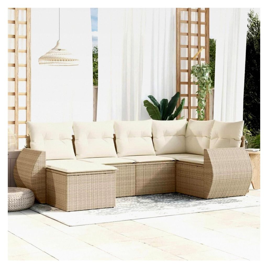 Gartenlounge mit Stauraum für Balkonmöbel, Rattan Sofa und Ecklounge