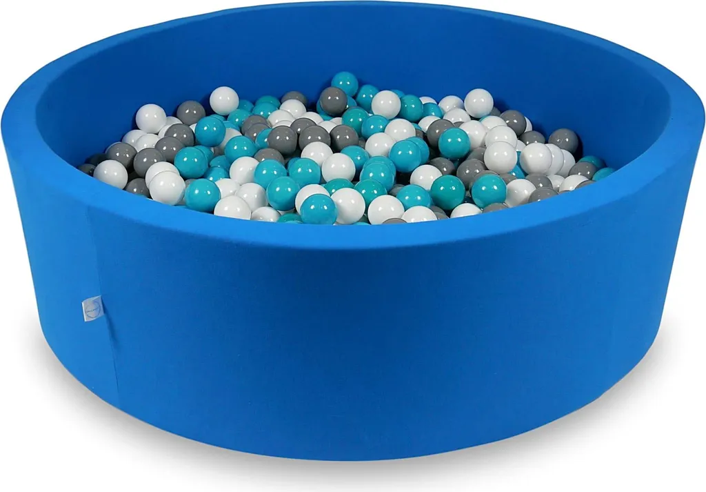 Bassin de jeu bleu 130x40 cm avec 700 balles multicolores et souples
