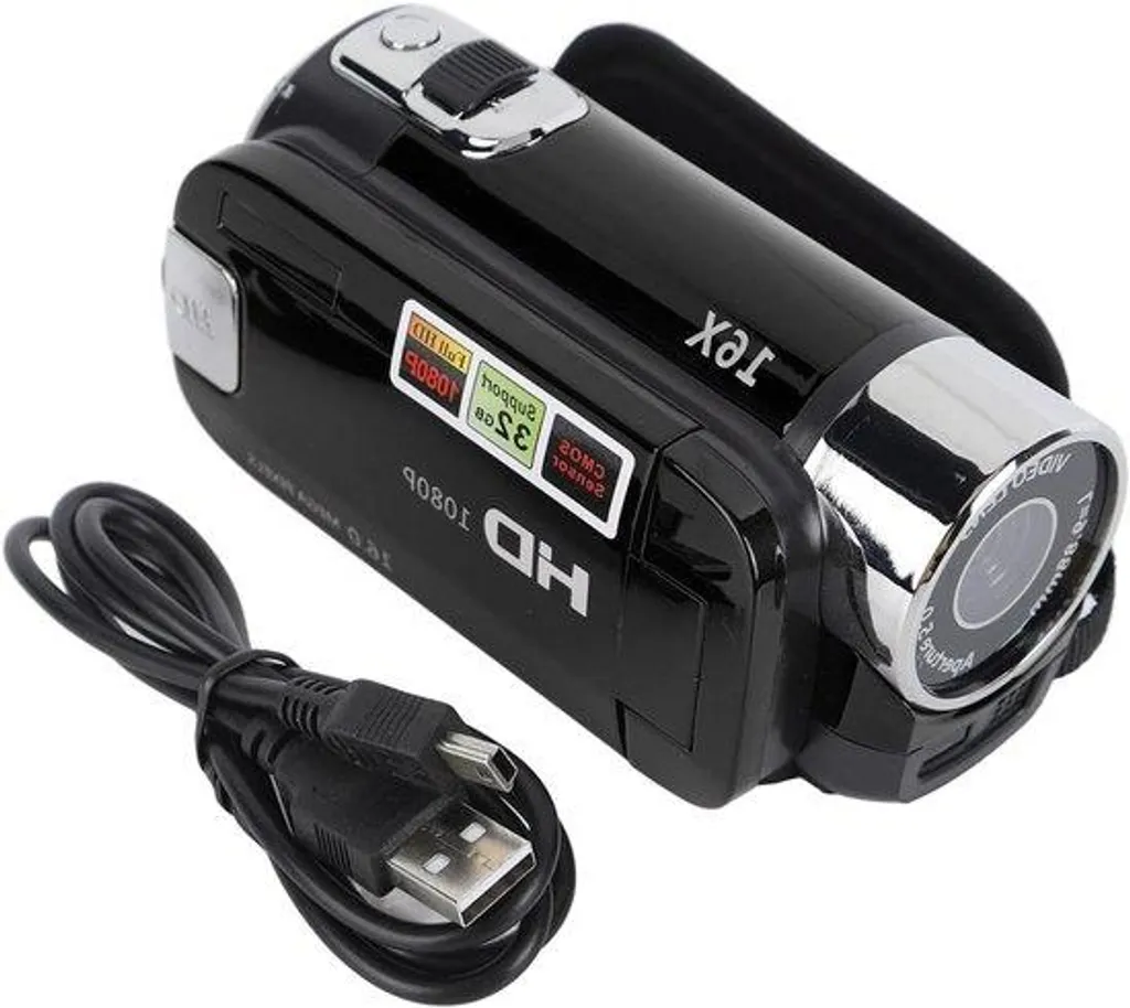 Caméra Vidéo Simple d'Utilisation 16 MP Zoom 16x Image Nette Noire
