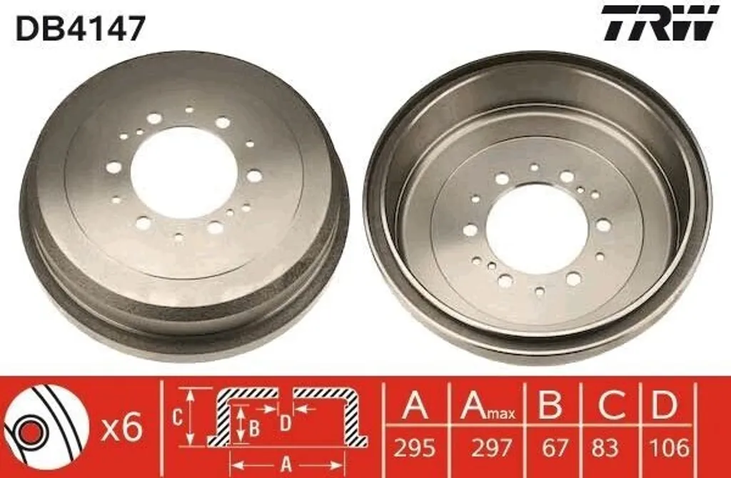 Tambour de frein TRW DB4147 pour Toyota 4 Runner, Hilux et Taro J4243135200