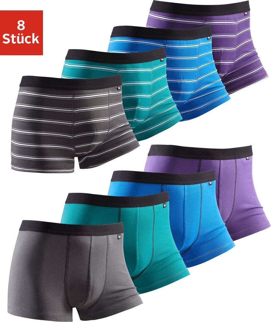 Buffalo Boxer Boxershorts für Herren 8 -teilig grün / blau / lila / dunkelgrau Größe L