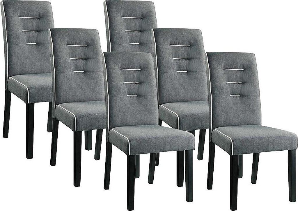 6er Set Stühle GABELLE - Stoff, Beine aus Gummiholz - grau