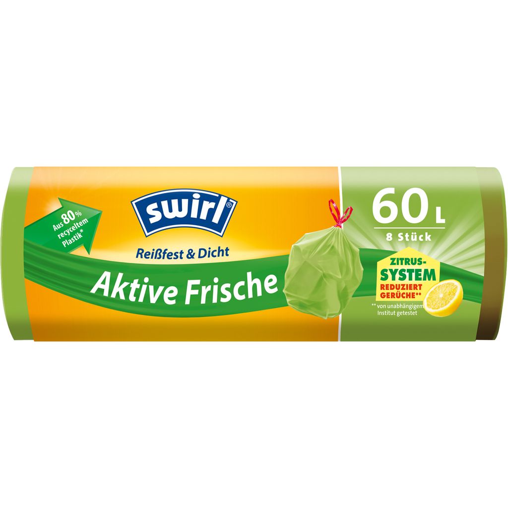 Swirl Öko Müllbeutel 60L 8 stk./ Rolle mit Zugband Produktbild 