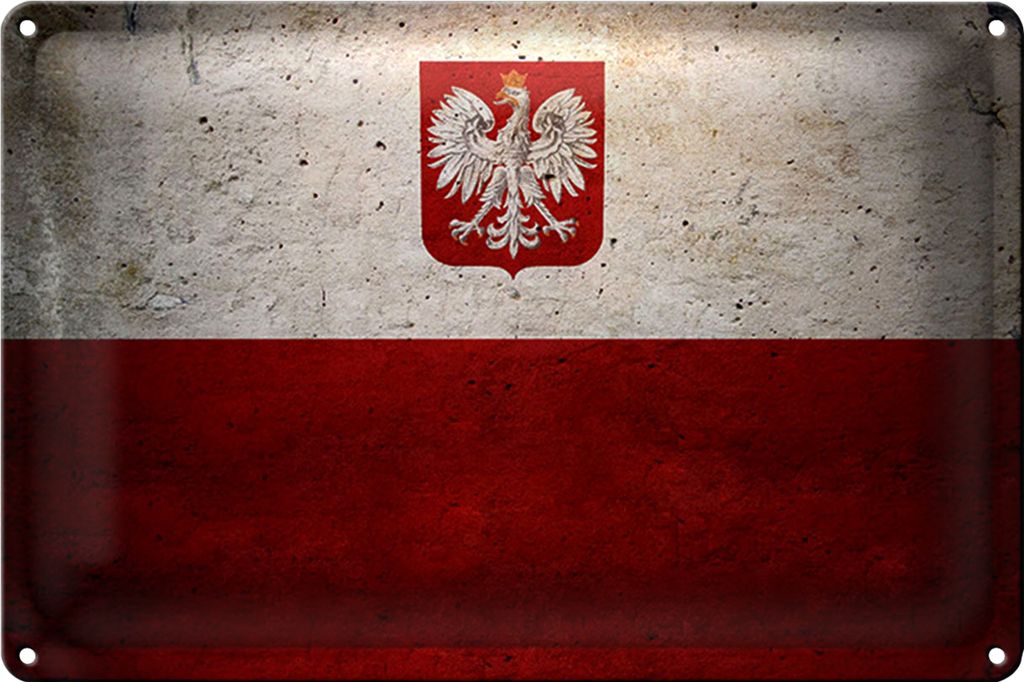 Blechschild Flagge 18x12cm Polen Fahne Wandeko