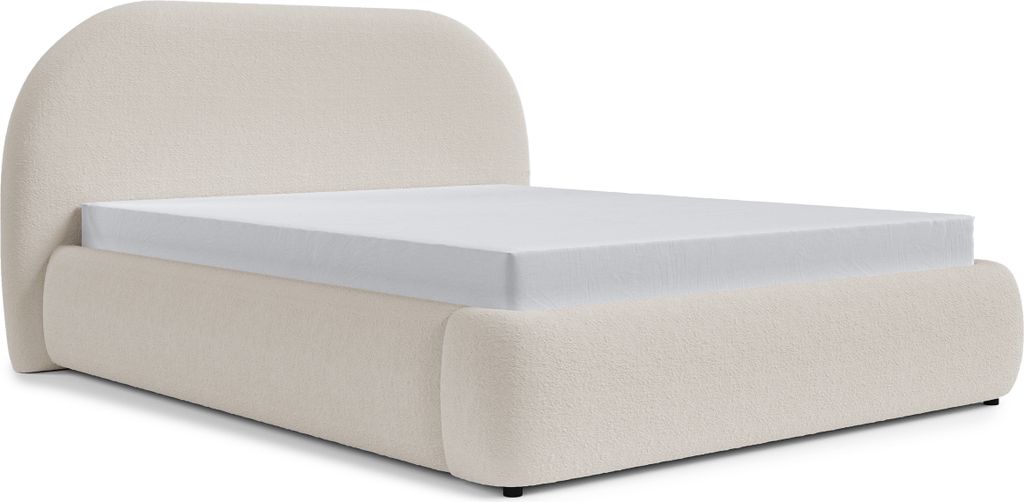 Polsterbett OVO Mit Bettkasten - Velvet Stoff Beige 140x200 Cm