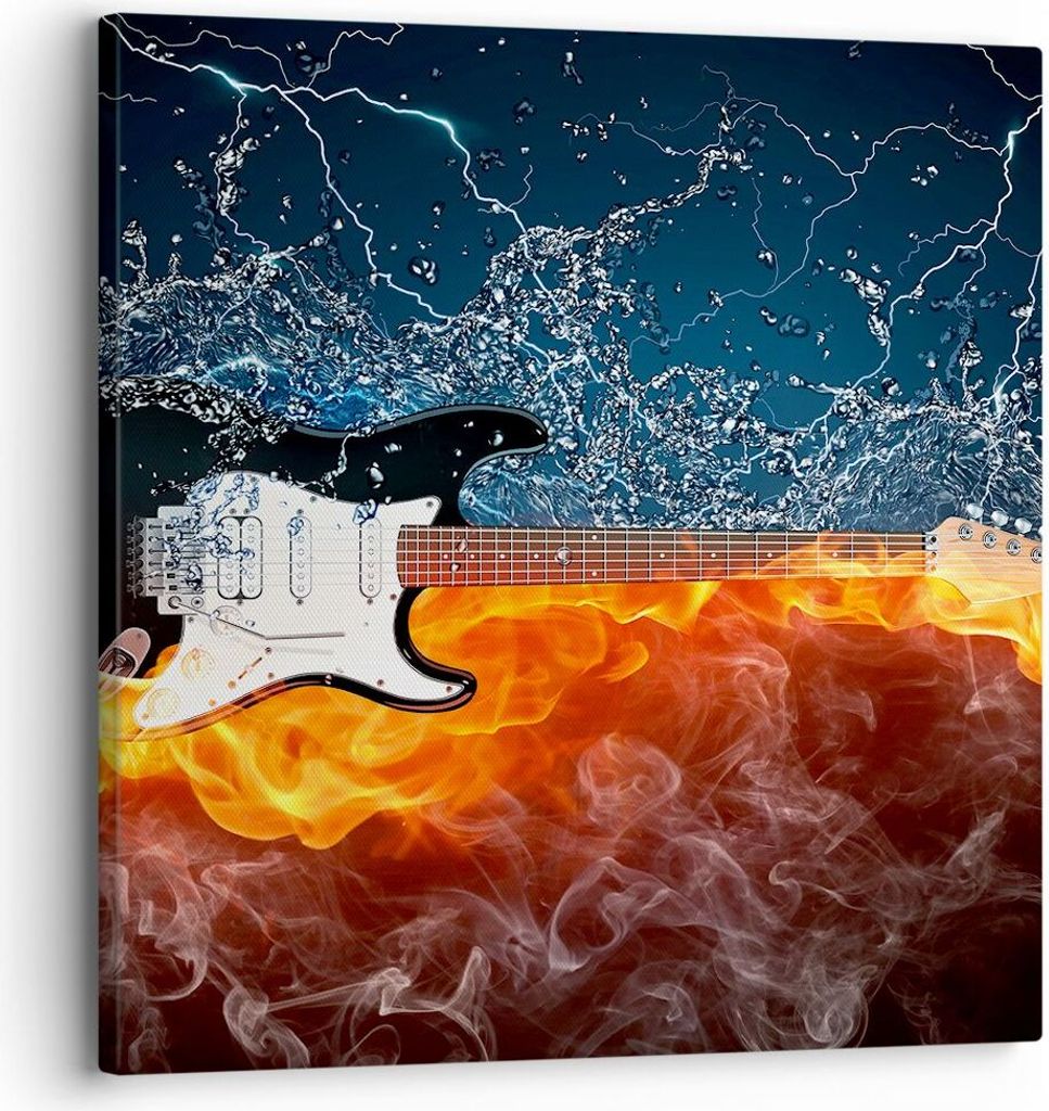 Bild auf Leinwand - Leinwandbild - Gitarre Instrument Musik - 30x30cm - Wand Bild - Wanddeko - Leinwanddruck - Bilder - Kunstdruck - Wanddekoration...