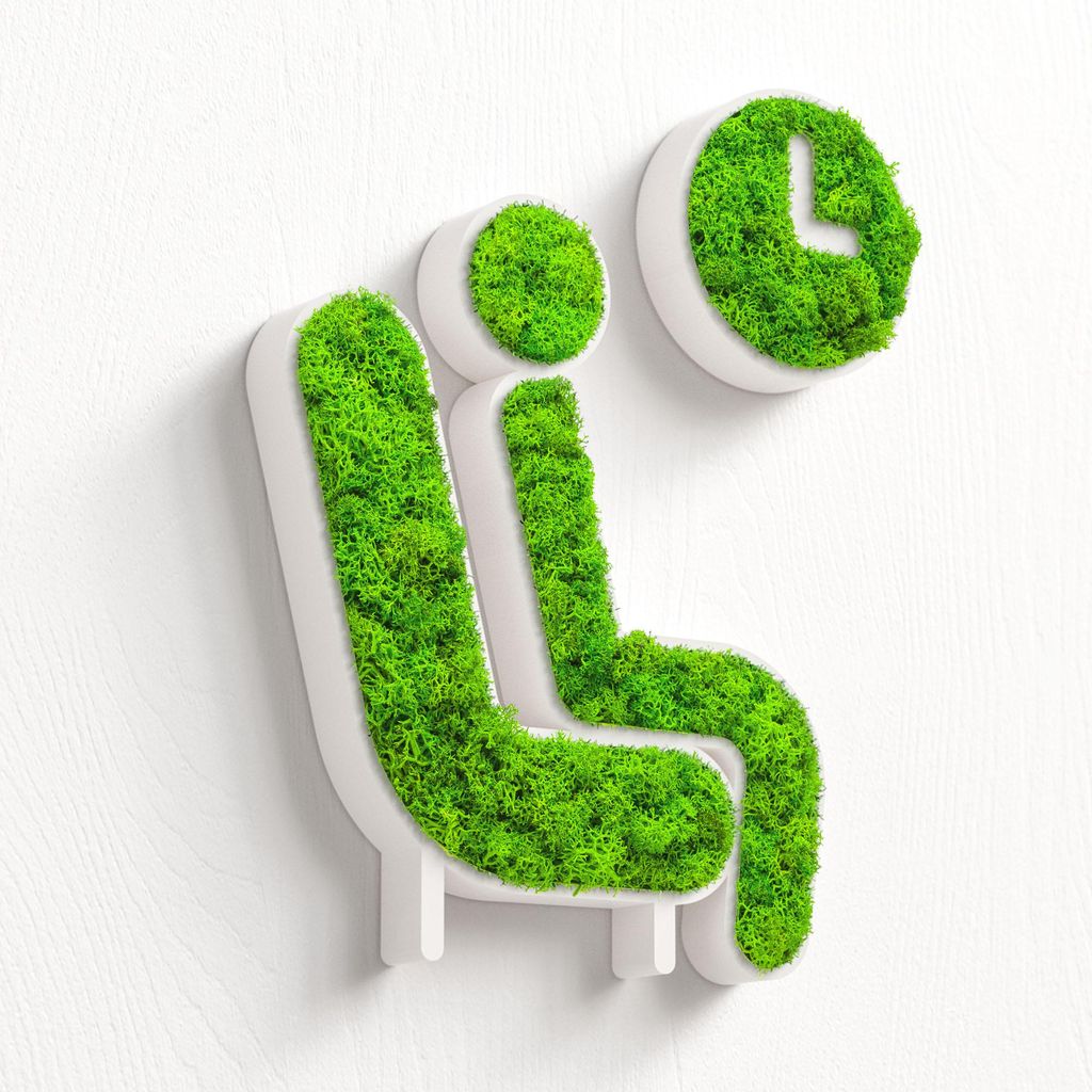 MOOSWERK Moos-Türschild Piktogramm Wartezimmer – Ruhe ausstrahlendes Schild aus Islandmoos im eleganten Rahmen Weiß