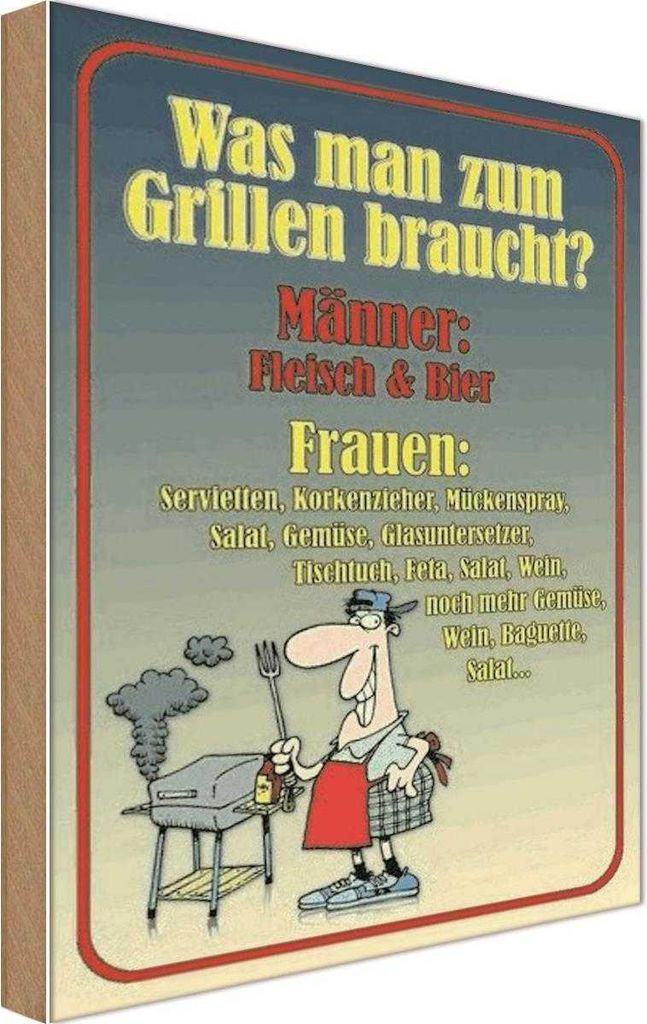 vianmo Holzschild 30x20 cm Grillen Männer Fleisch Bier Produktbild 