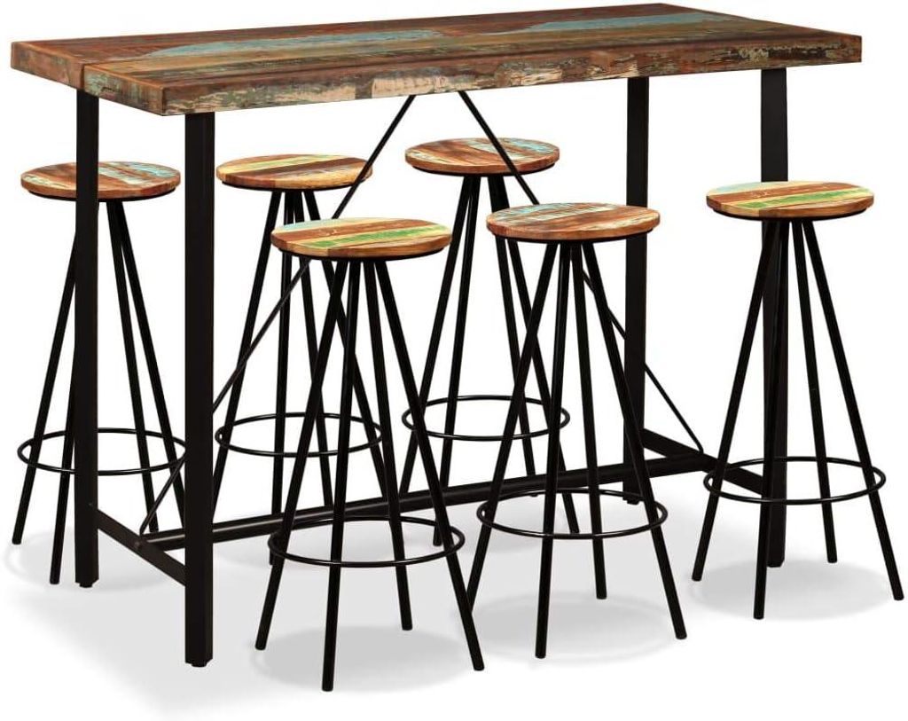 7-TLG. Bar-Set aus massivem Altholz im Industrie-Look mit Produktbild 