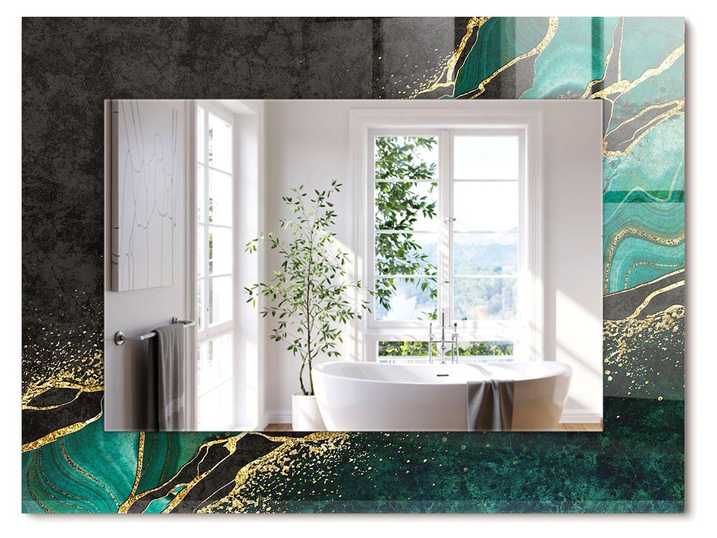 Grüne abstrakte Muster – Rechteckiger Spiegel mit Druck 80x60 cm – Modern - Dekorativ für die Wand