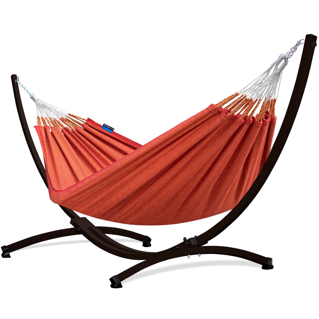 Potenza Outdoor Hängematte mit Gestell für 2 Personen I Medelin - 100% Baumwolle Doppelhängematte 230x160, 200kg I Hängemattengestell 220kg, we...