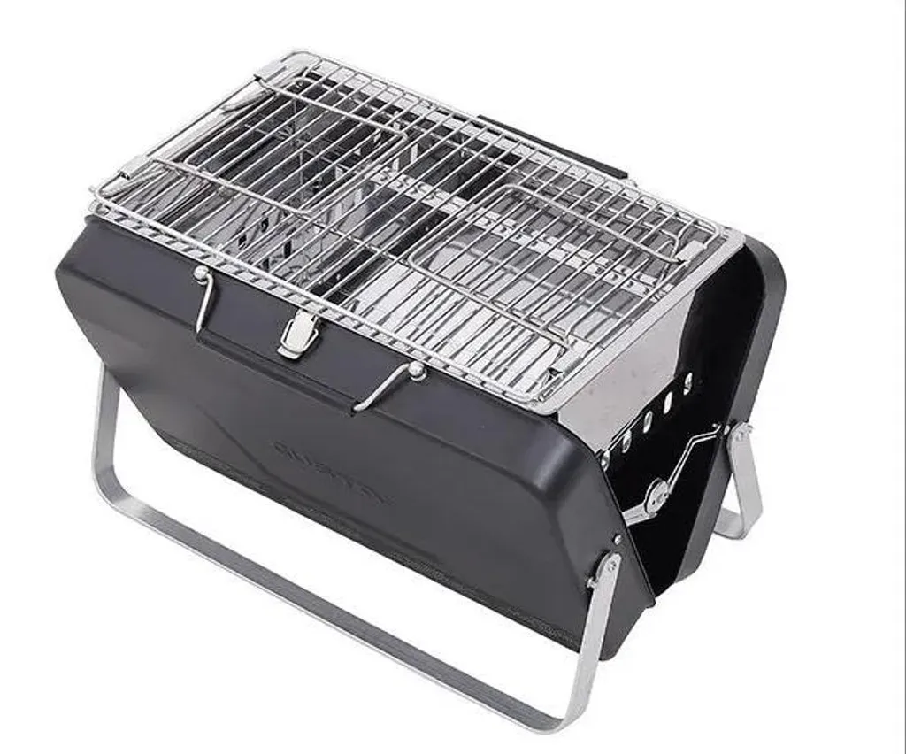 Mini barbecue valise au charbon de bois noir portable taille S compact