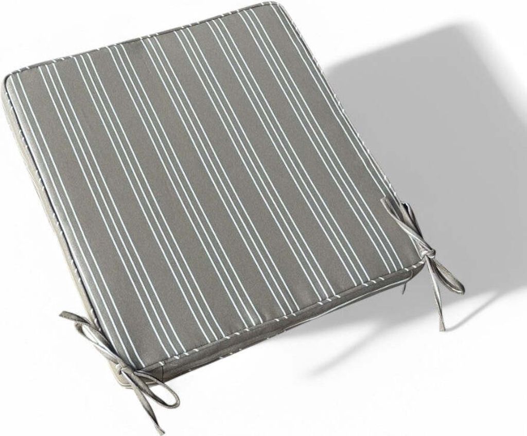 Gestreiftes Sitzkissen aus abnehmbarem, taubengrauem Polyester 39x39 cm