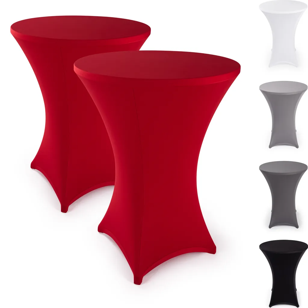 Nappe Mange-Debout Extensible Rouge Oeko-TEX Lot de 2 Tables Hautes
