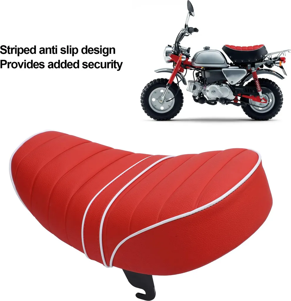 Mini sella per bicicletta, in Pelle finta rossa idrorepellente con supporto fisso per moto Z50 Z50J Z50R Z50M Z50Z Monkey Trail - 5