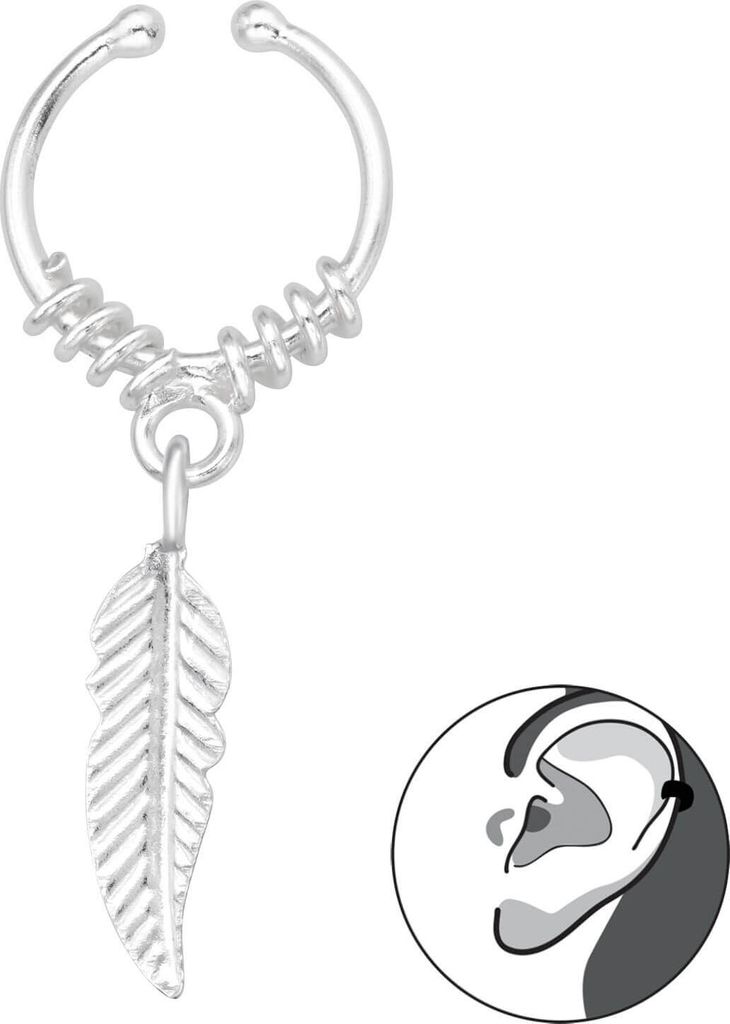 925 Sterling Silber Ear Cuff Ohrklemme mit Feder