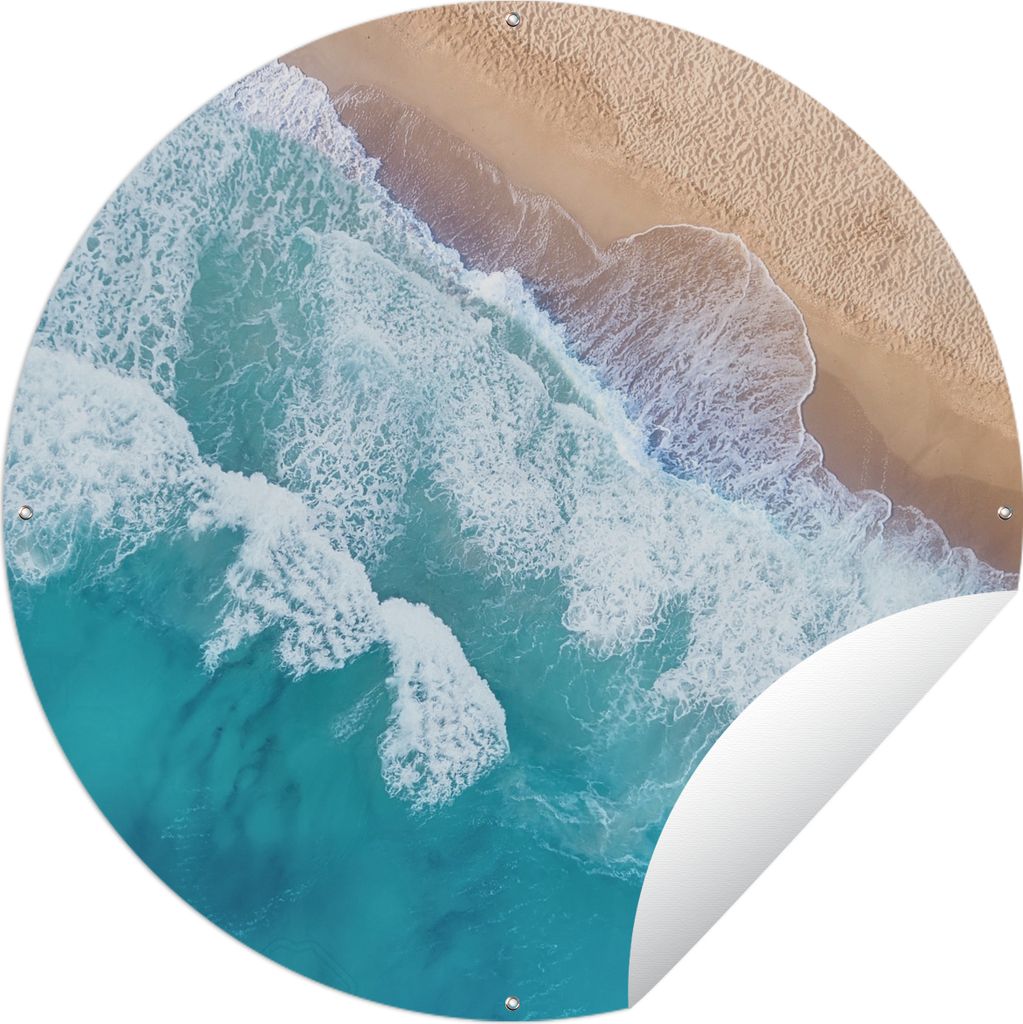 MuchoWow Gartenposter Outdoor-Poster Rund Wasser - Meer - Strand - Sommer Ø 90 cm Gartendeko Rundes Poster draußen