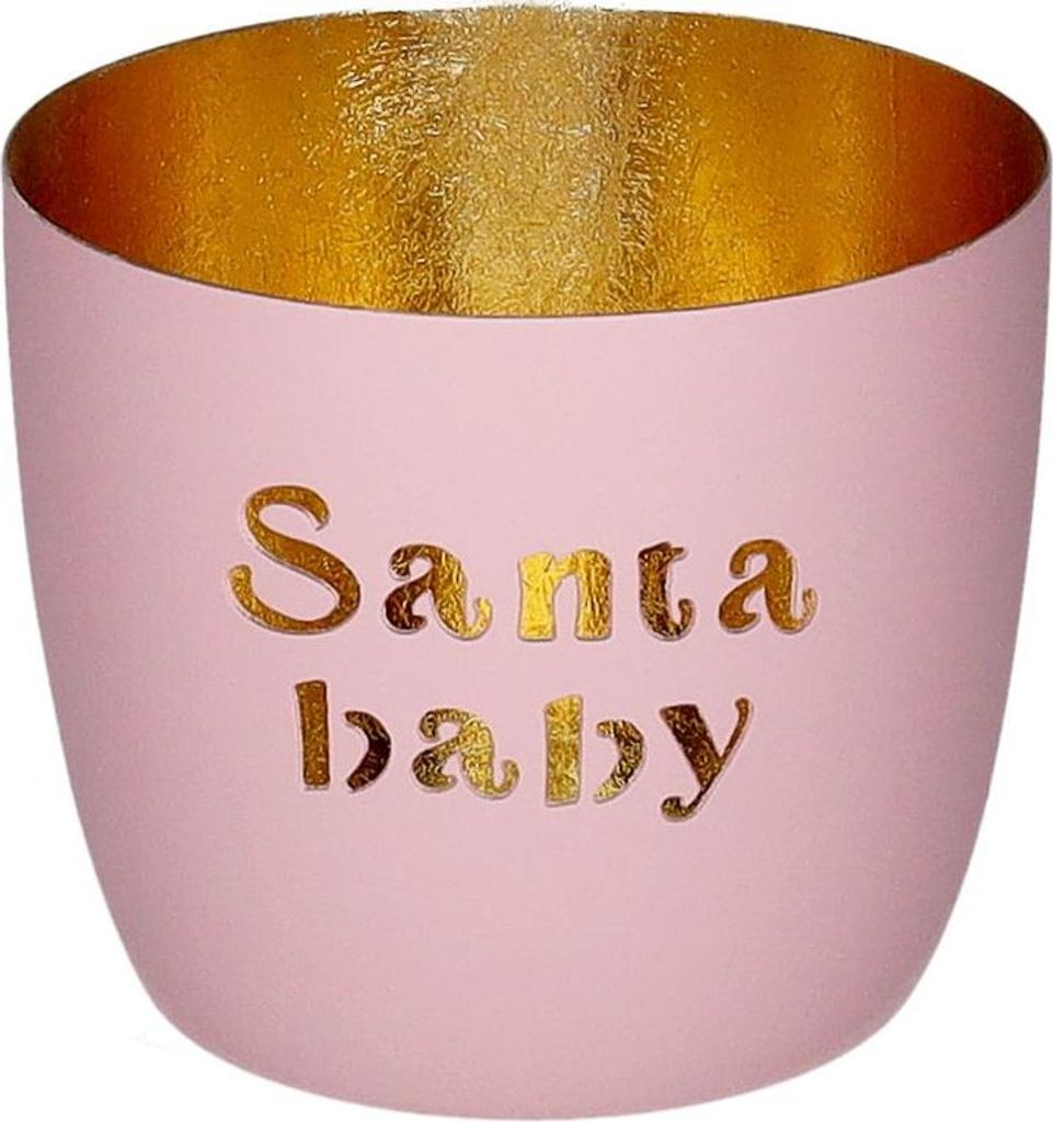 Gift Company Madras Windlicht M Santa baby rosa/gold 8,5cm