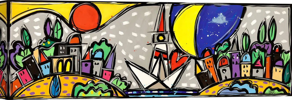 Habiller un grand mur avec le Tableau Wallas Paysage coloré 100x35 cm