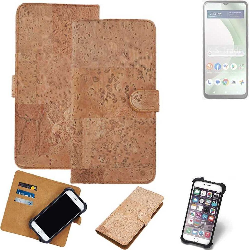 K-S-Trade Hülle kompatibel mit BLU View 5 Pro Kork Handyhülle Cover Schutzhülle TPU Case Bumper in Hellbraun, (1x)