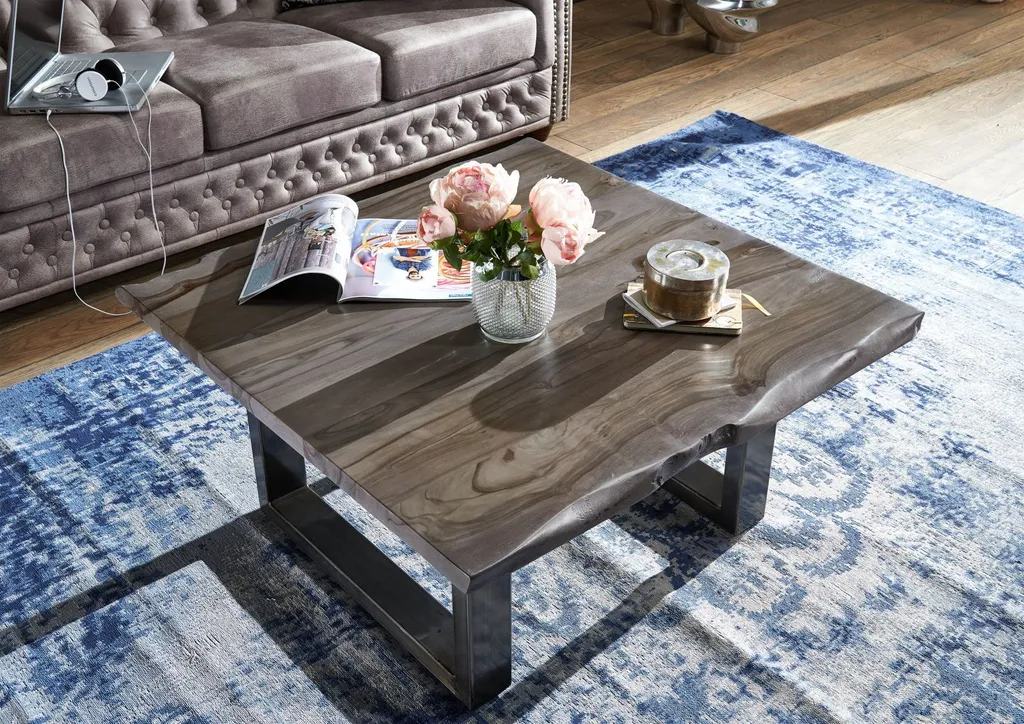 Table basse robuste anti-tache en palissandre massif laqué brun