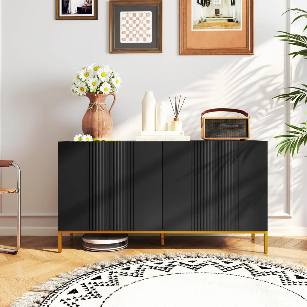 Buffet Design Noir et Or : Solution de Rangement Élégante et Compacte - 2