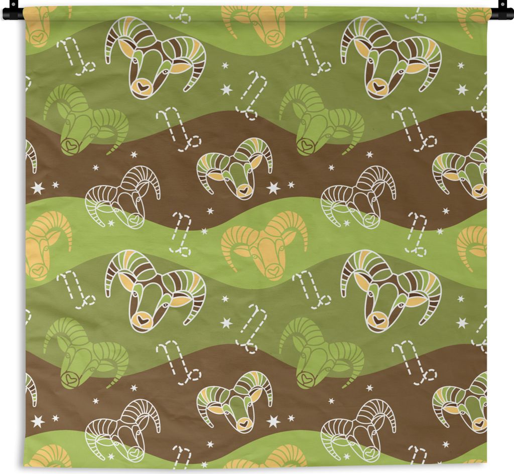MuchoWow Wandteppich Wandbehang Steinbock - Gestaltung - Astrologie 150x150 cm Tapisserie Dekoration Wandtuch - Wohnaccessoires - Modernes