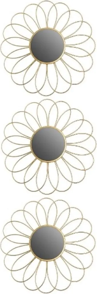 Miroir Mural Décoratif Set de 3 Doré pour Salon et Chambre - Format 25 cm