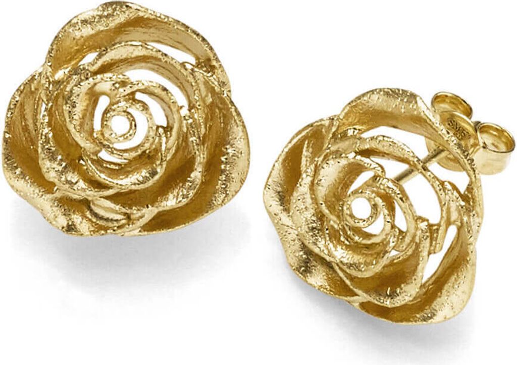 Paar-Ohrstecker-Rosen-aus-585-Gelbgold-strukturiert