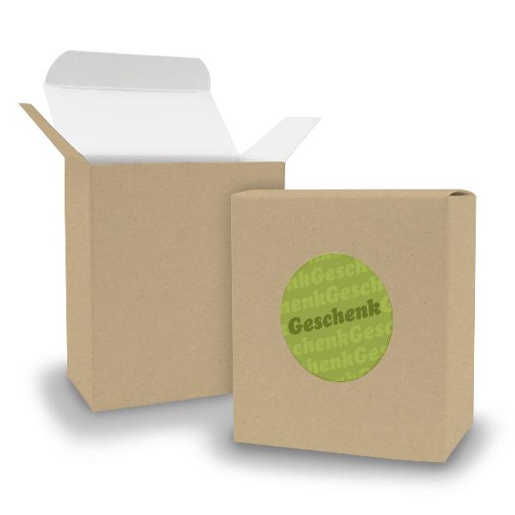 SET Geschenk (Motiv4) 24xFaltschachtel Quader BRAUN + Sticker