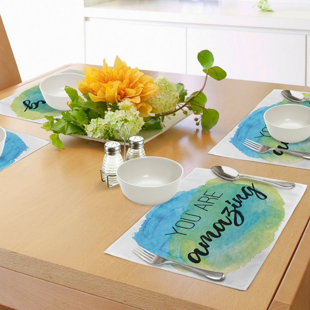 ABAKUHAUS Lebensstil Platzmatten, Sie sind erstaunlich inspirierend Zitat auf Aquarell Painbrush Design Print, Tiscjdeco aus Farbfesten Stoff für ...