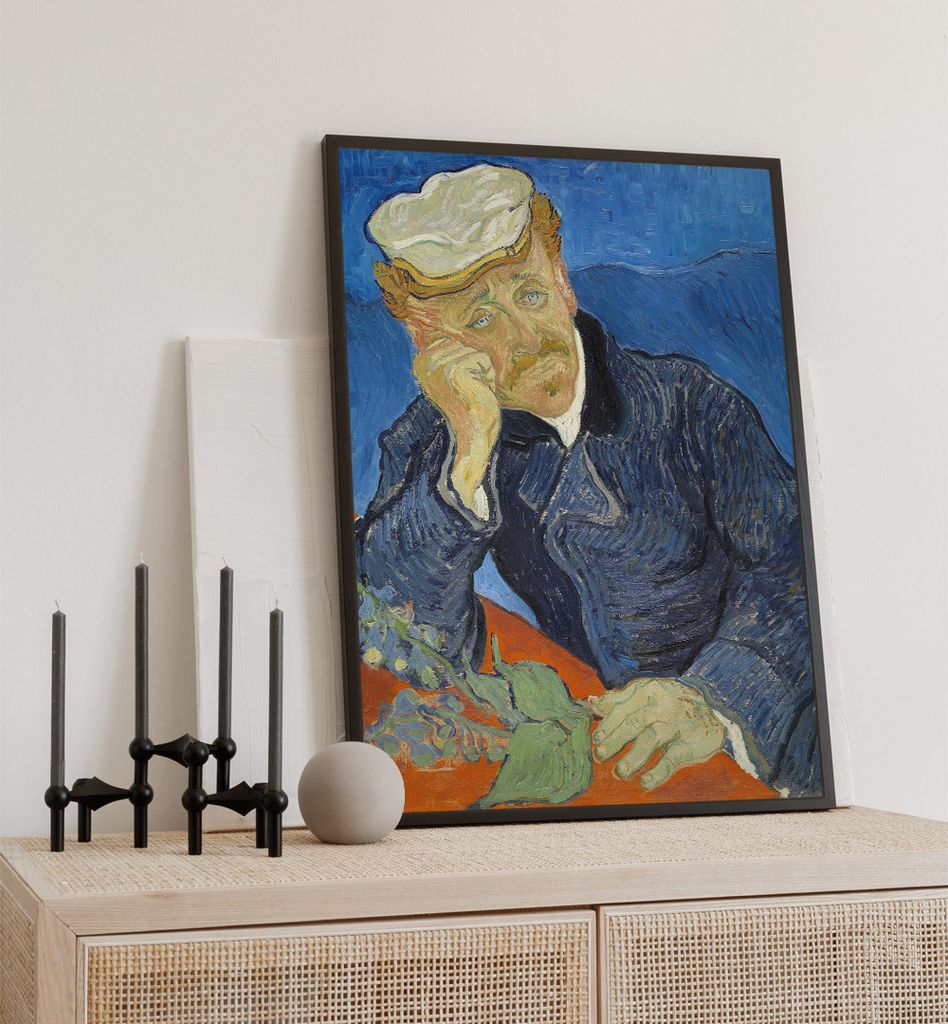 Poster Portrait des Dr. Gachet, groesse_poster:40x50 cm, groesse_rahmen:birke Passepartout 50x70 cm