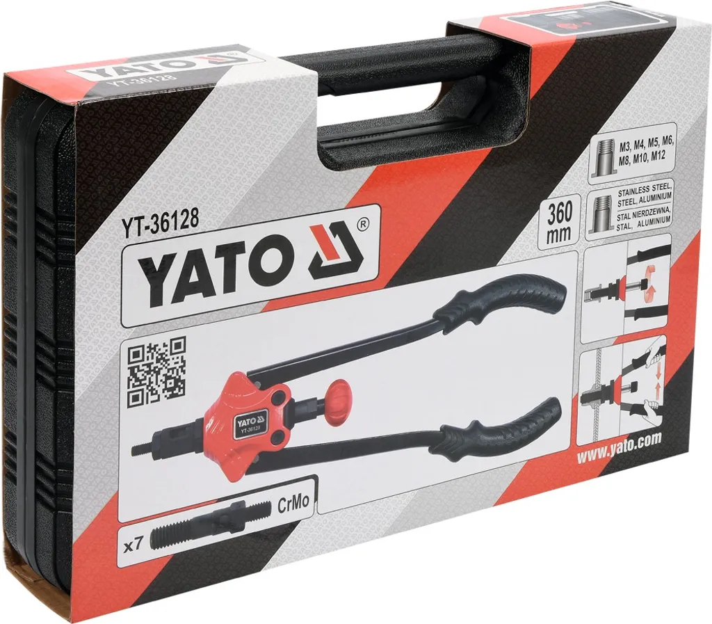 Fixez vos inserts sans effort avec la riveteuse Yato M3-12 robuste - 12