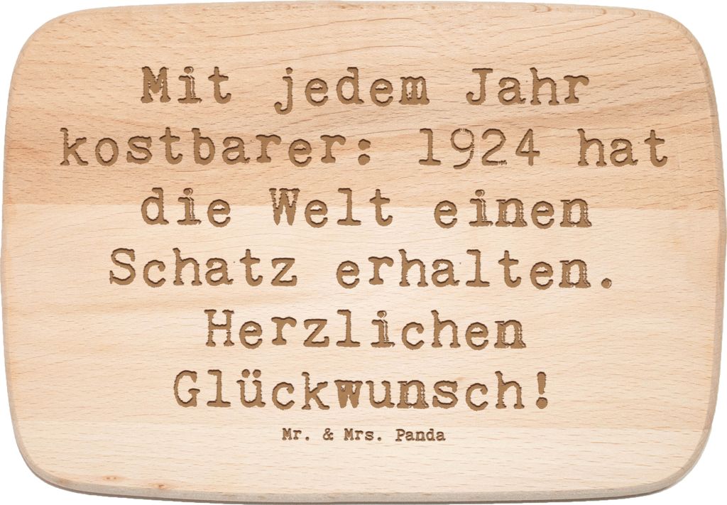 Mr. & Mrs. Panda Frühstücksbrett Spruch 1924 Geburtstag - Transparent - Geschenk, Frühstücksbrettchen, Schneidebrett, Nostalgie, unvergessliche...