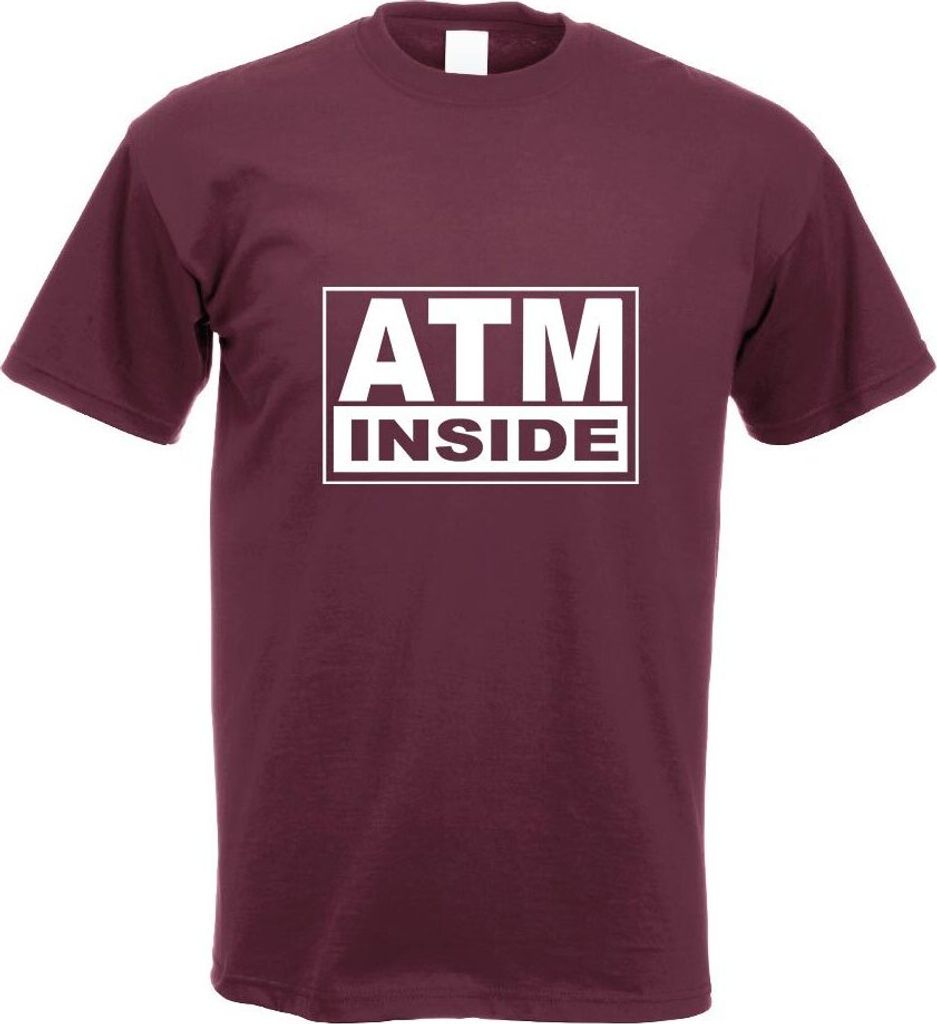 Kiwistar - T-Shirt - Burgund - ATM Inside Motiv Bedruckt Funshirt Design Print - mit Motiv Bedruckt - Funshirt Design - Sport - Freizeit - Herren - S