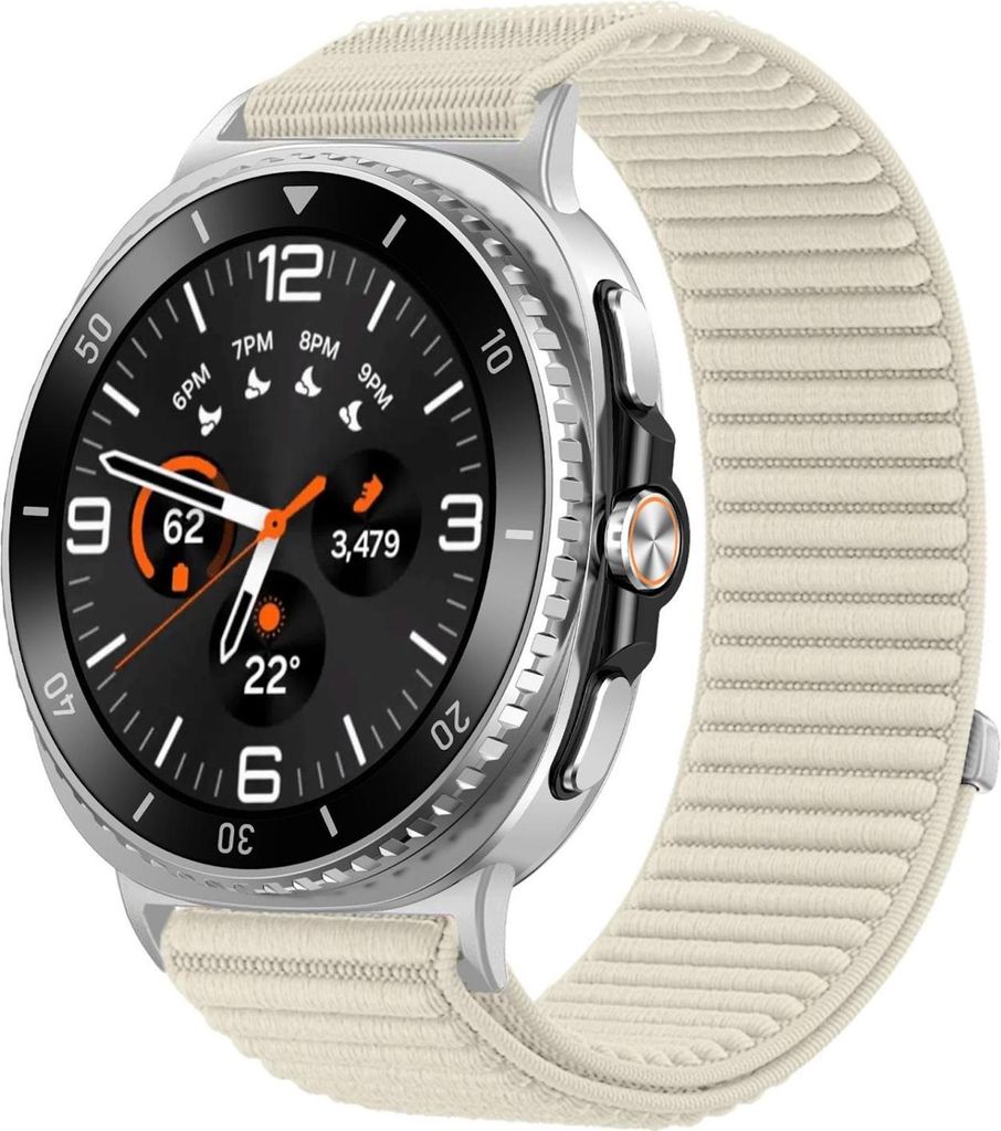 Für Samsung Galaxy Watch 8 / 8 Classic Nylon Klettverschluss Metall Interface Armband Beige
