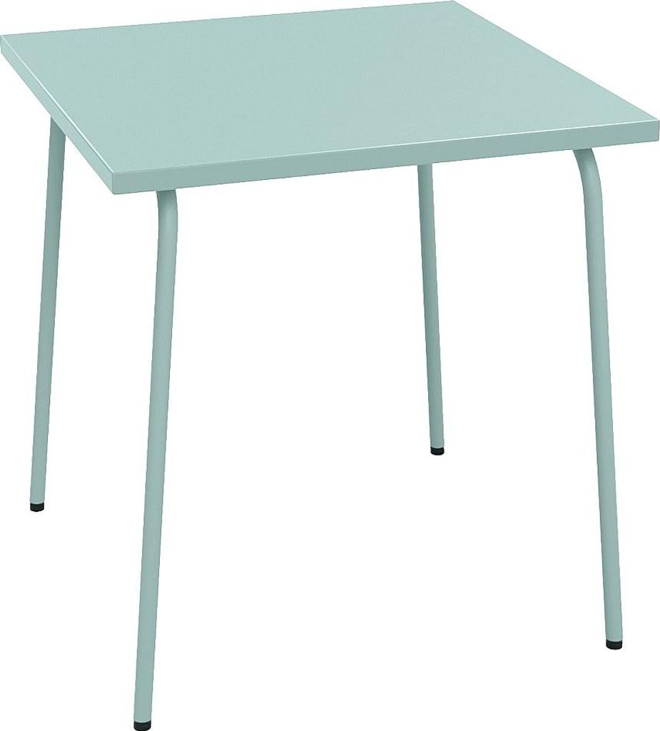 Quadratischer Gartentisch, Länge 70 cm, Metall – Mandelgrün – MIRMANDE von MYLIA