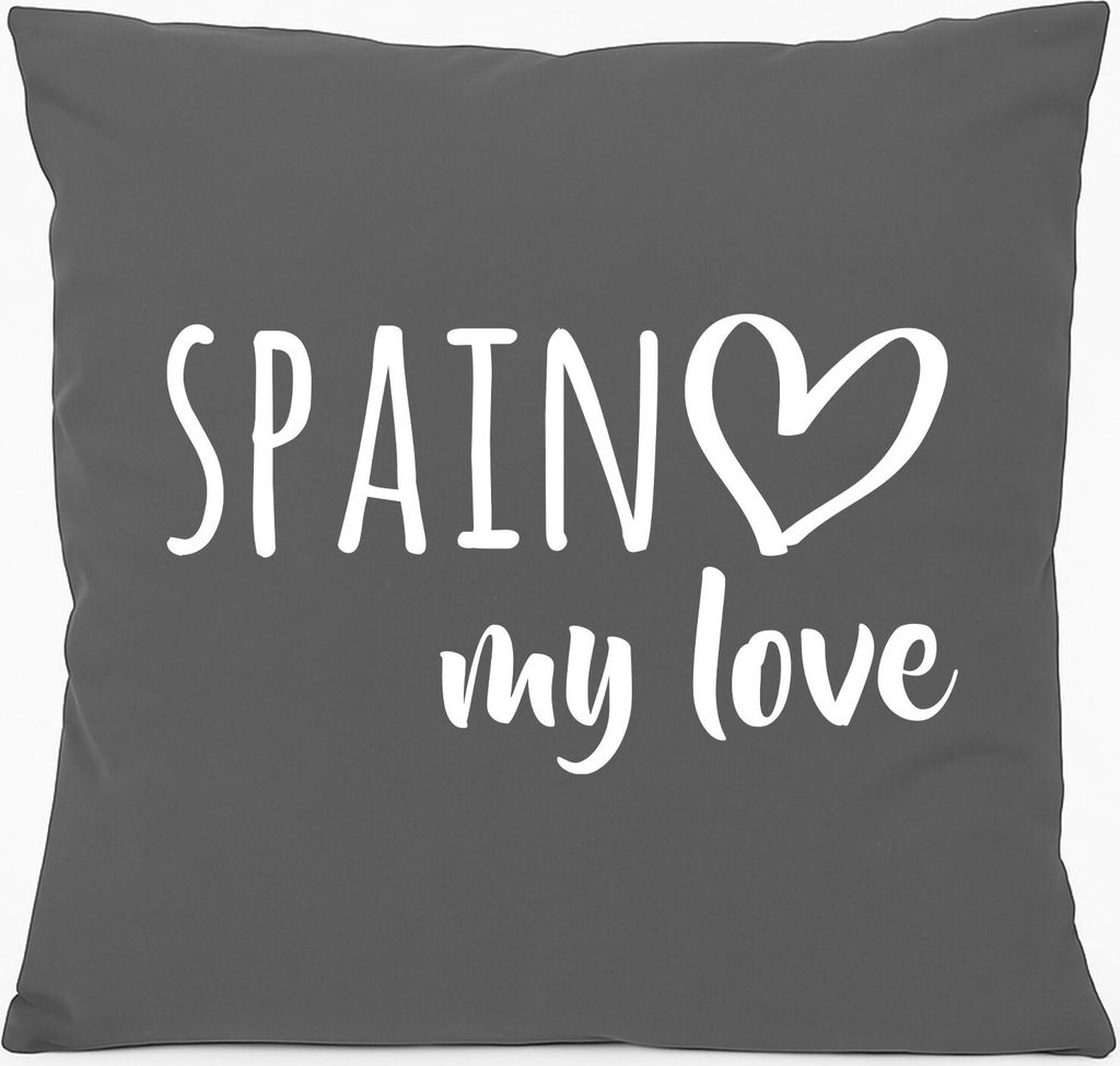 Huuraa Kissen Spain my love 40x40cm mit Füllung Steel Grey Baumwolle Dekokissen Geschenkidee
