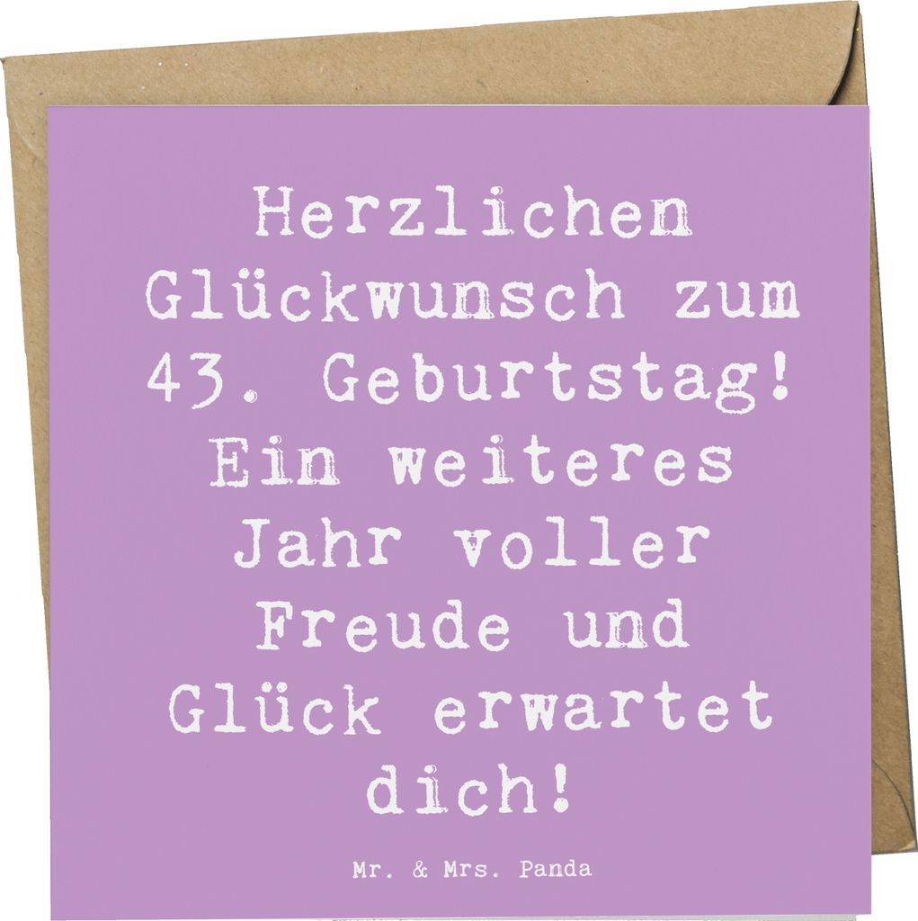 Mr. & Mrs. Panda Klappkarte Spruch 43. Geburtstag Freude - Produktbild 