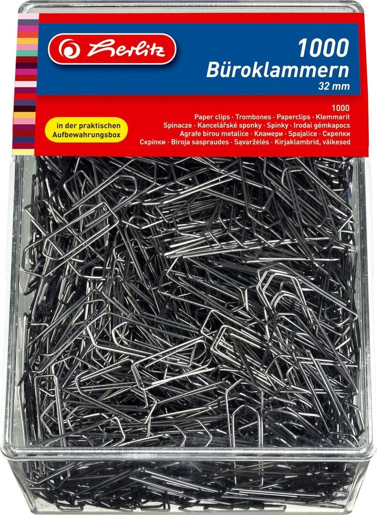 Herlitz Büroklammern aus Metall verzinkt 32 mm spitz 1.000 Stück