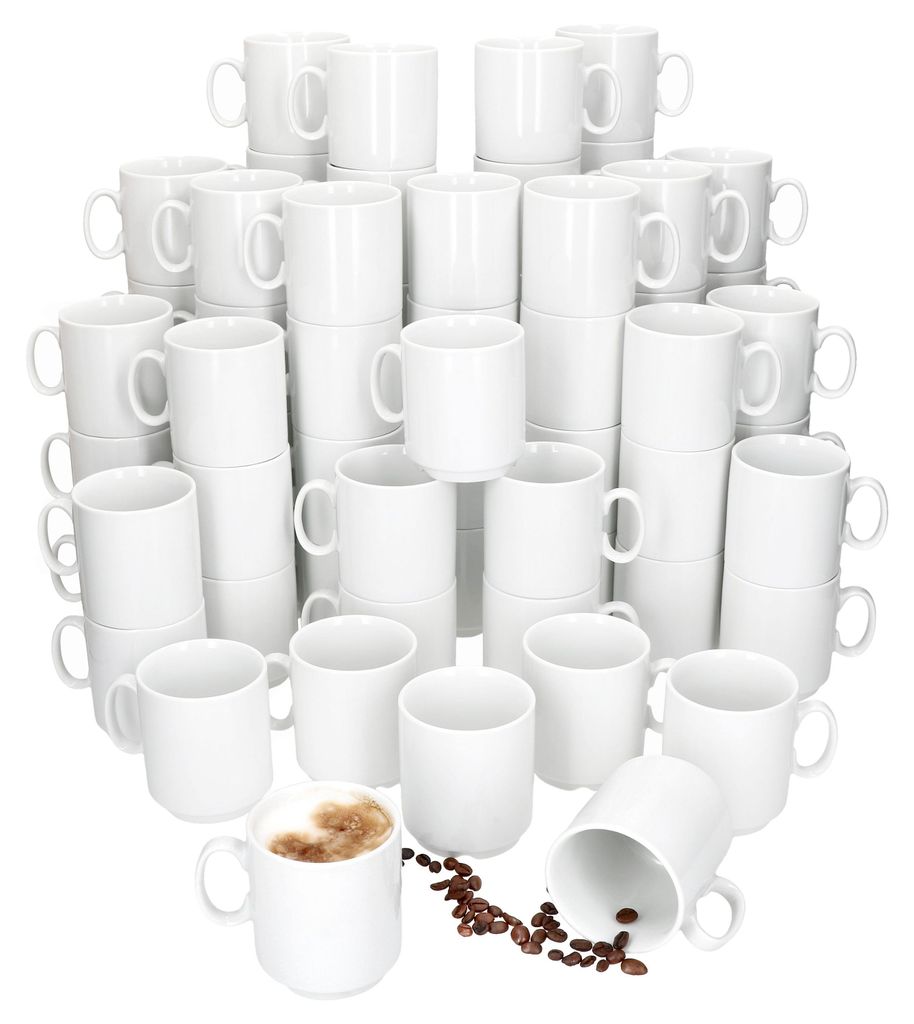 sada 72 hrnků na kávu z akce 250ml bílé porcelánové šálky Obrázek produktu 