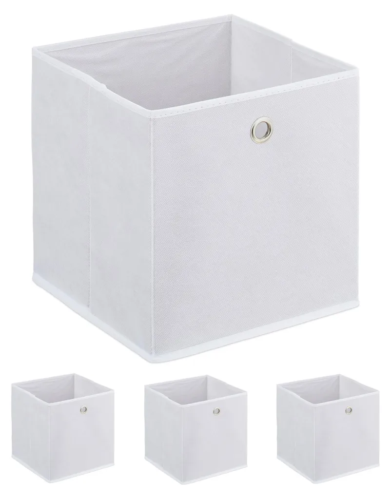 Rangement placard : lot de 4 boîtes blanches pliables pour tout organiser