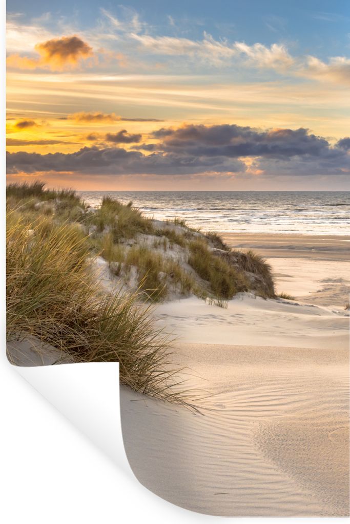 MuchoWow Wandtattoo Wandsticker Wandaufkleber Strand - Düne - Gras - Sonnenuntergang - Meer 40x60 cm Selbstklebend und Repositionierbar - Wierde...