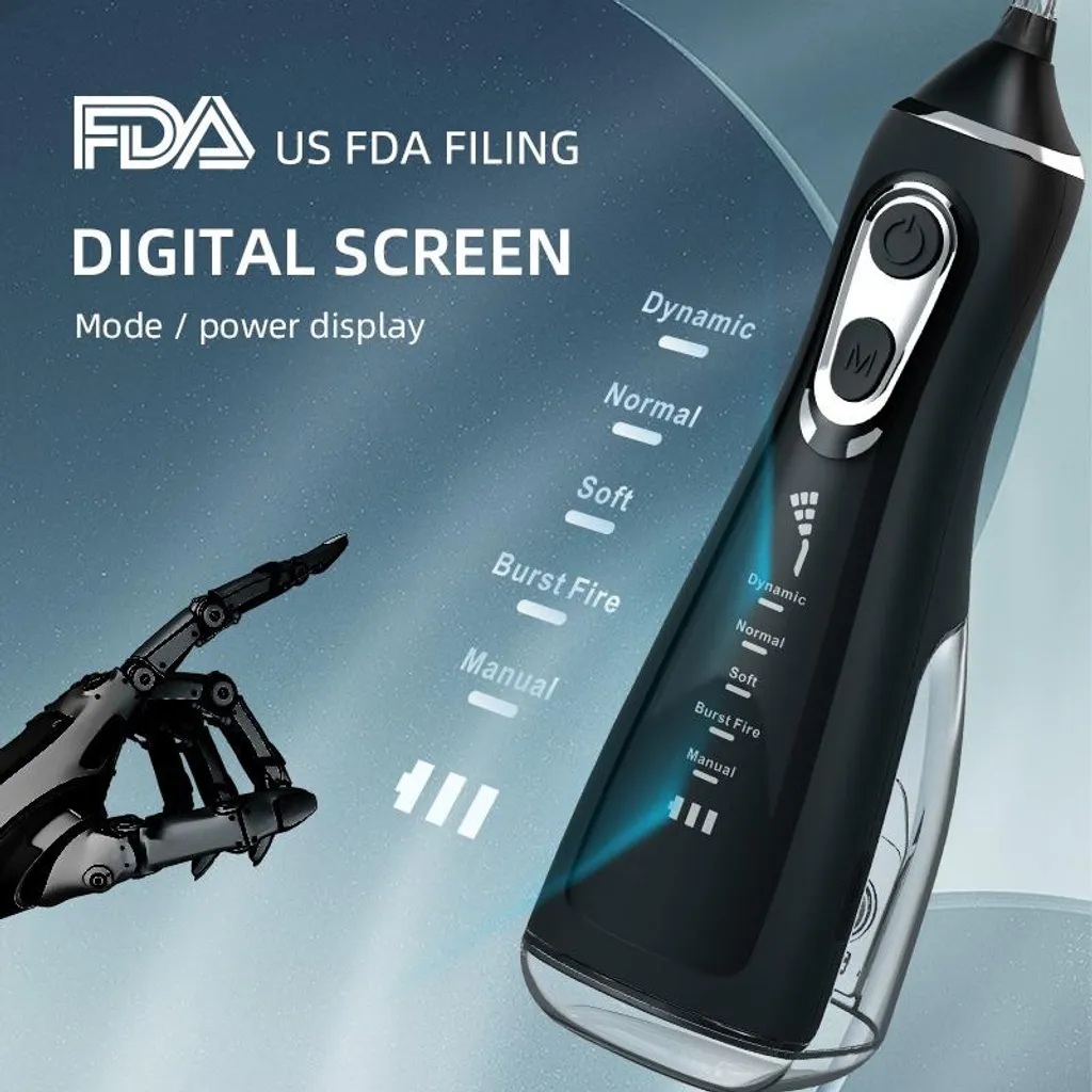 INF Hydropulseur Électrique Portable Noir - Jet Dentaire Rechargeable USB