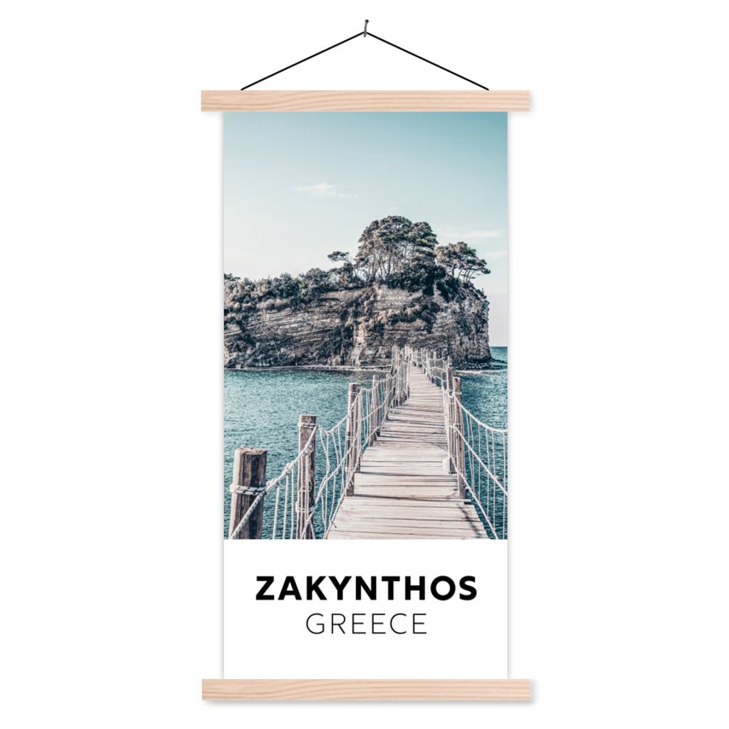 MuchoWow Textilposter Zakynthos - Griechenland - Brücke 40x80 cm mit holzfarbenen Rahmen - Wohnzimmer