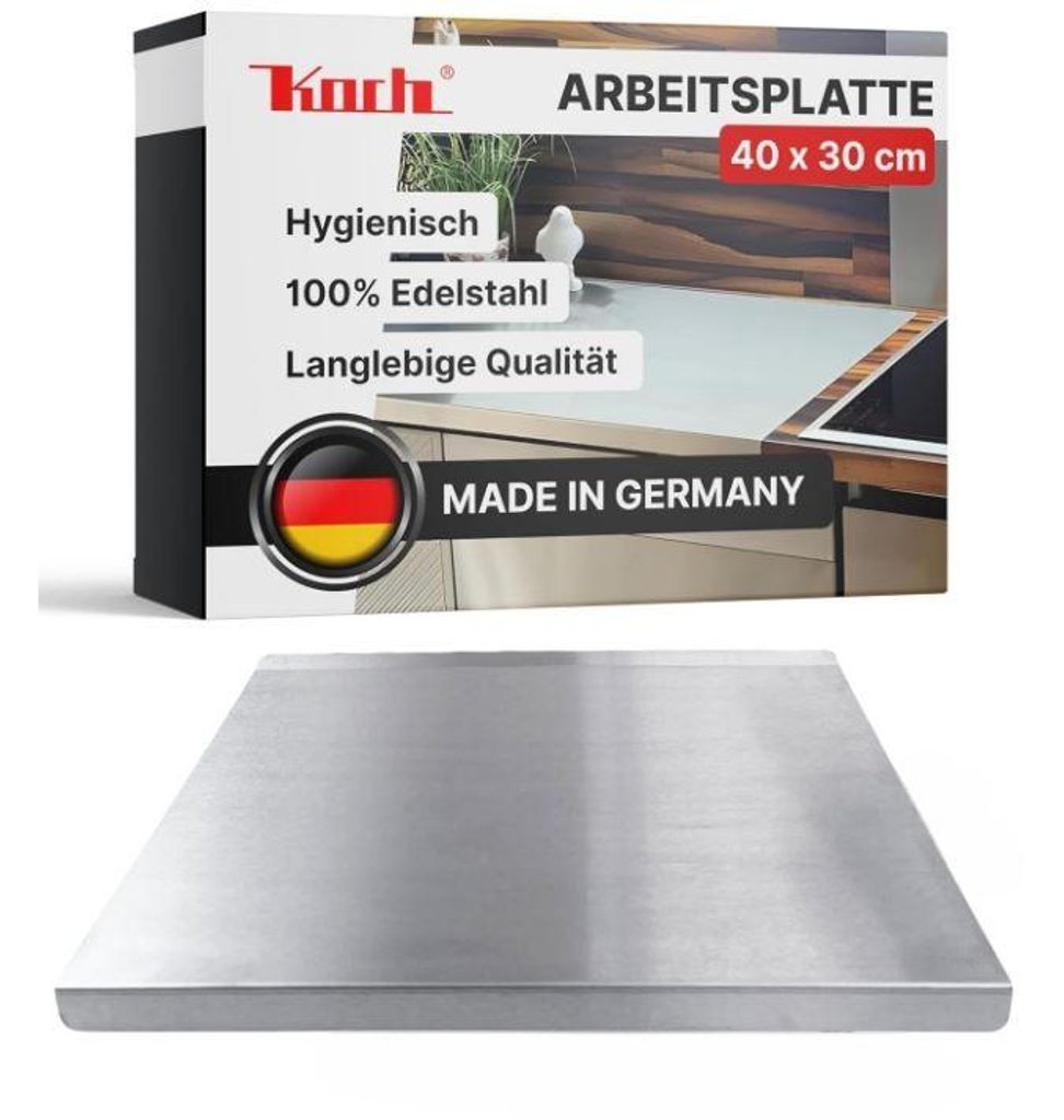 KOCH #73 EDELSTAHL Arbeitsplatte / Schneidebrett 40 x 30cm Produktbild 